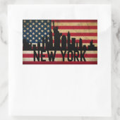 Sticker Rectangulaire Drapeau américain Patriotique New York Skyline (Sac)