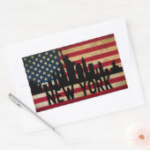 Sticker Rectangulaire Drapeau américain Patriotique New York Skyline (Enveloppe)