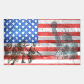 Sticker Rectangulaire Drapeau américain patriotique Statue de la Liberté (Devant)