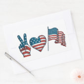 Sticker Rectangulaire Drapeau américain Peace Love (Enveloppe)