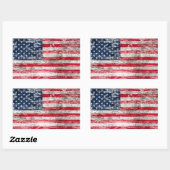 Sticker Rectangulaire Drapeau américain soufflé et usé (Feuille)