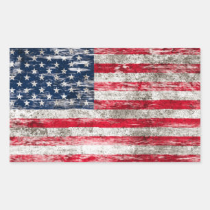 Sticker Rectangulaire Drapeau américain soufflé et usé