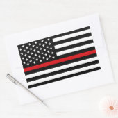 Sticker Rectangulaire Drapeau américain style pompier patriotique (Enveloppe)