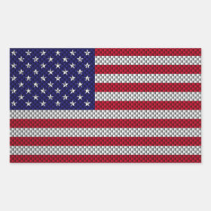 Sticker Rectangulaire Drapeau américain sur l'impression en fibre de car