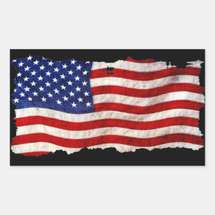 Sticker Rectangulaire Drapeau américain Tattered Grunge Patriotic, États