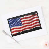 Sticker Rectangulaire Drapeau américain Tattered Grunge Patriotic, États (Enveloppe)