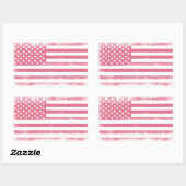 Sticker Rectangulaire Drapeau américain tendance rose Grunge (Feuille)