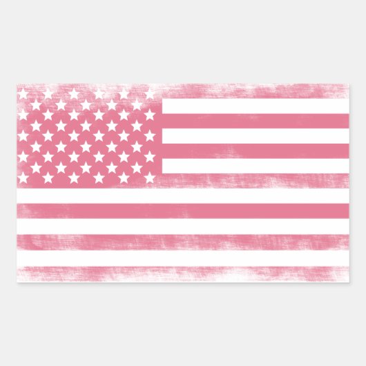 Sticker Rectangulaire Drapeau américain tendance rose Grunge (Devant)