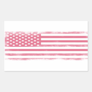 Sticker Rectangulaire Drapeau américain tendance rose Grunge