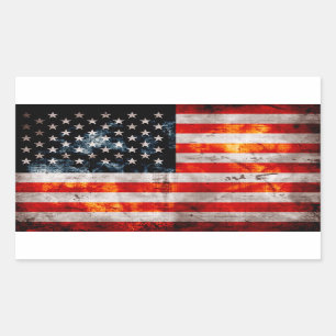 Sticker Rectangulaire Drapeau américain vintage patiné
