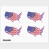 STICKER RECTANGULAIRE DRAPEAU AMÉRICAIN WAVY (Feuille)