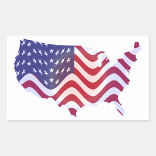 STICKER RECTANGULAIRE DRAPEAU AMÉRICAIN WAVY