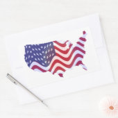 STICKER RECTANGULAIRE DRAPEAU AMÉRICAIN WAVY (Enveloppe)