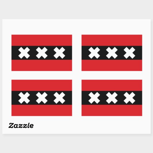Sticker Rectangulaire Drapeau Amsterdam (Feuille)