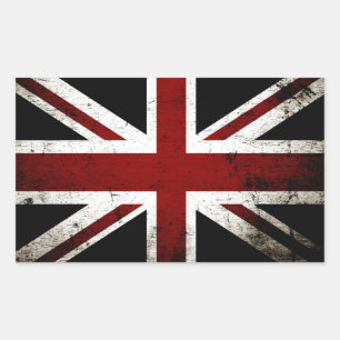 Sticker Rectangulaire Drapeau Angleterre Grunge Noir 3