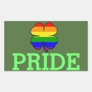 Sticker Rectangulaire Drapeau arc-en-ciel Shamrock Fierté gay