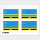 Sticker Rectangulaire Drapeau Aruba (Feuille)