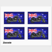 Sticker Rectangulaire Drapeau australien Downunder, Motorcycle Biker Des (Feuille)