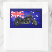 Sticker Rectangulaire Drapeau australien Downunder, Motorcycle Biker Des (Sac)