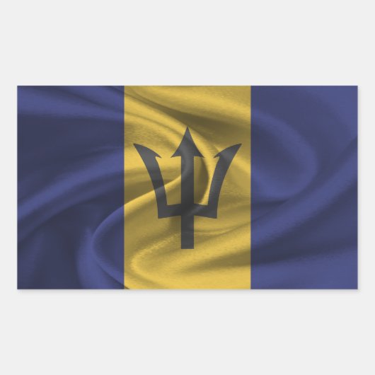 Sticker Rectangulaire Drapeau Barbade (Devant)