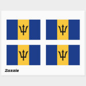 Sticker Rectangulaire Drapeau Barbade/Barbadien/Bajuns (Feuille)