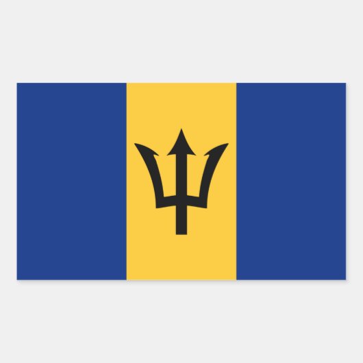 Sticker Rectangulaire Drapeau Barbade/Barbadien/Bajuns (Devant)