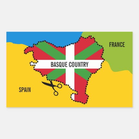 Sticker Rectangulaire Drapeau basque Ikurriña, indépendance basque, (Devant)