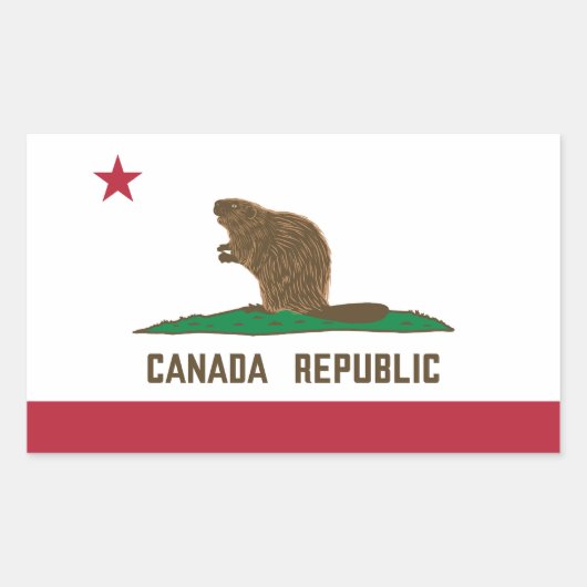 Sticker Rectangulaire Drapeau Beaver Canada Republic California (Devant)