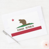 Sticker Rectangulaire Drapeau Beaver Canada Republic California (Enveloppe)