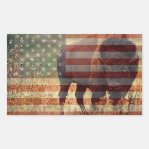 Sticker Rectangulaire Drapeau bison