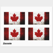 Sticker Rectangulaire Drapeau Black Grunge Canada (Feuille)
