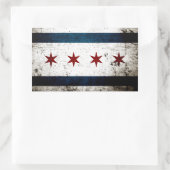 Sticker Rectangulaire Drapeau Black Grunge Chicago (Sac)