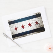 Sticker Rectangulaire Drapeau Black Grunge Chicago (Enveloppe)