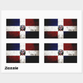 Sticker Rectangulaire Drapeau Black Grunge République Dominicaine (Feuille)