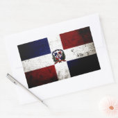 Sticker Rectangulaire Drapeau Black Grunge République Dominicaine (Enveloppe)