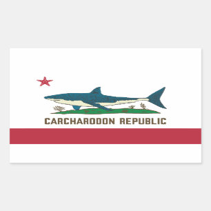 Sticker Rectangulaire Drapeau blanc Carcharodon République de Californie
