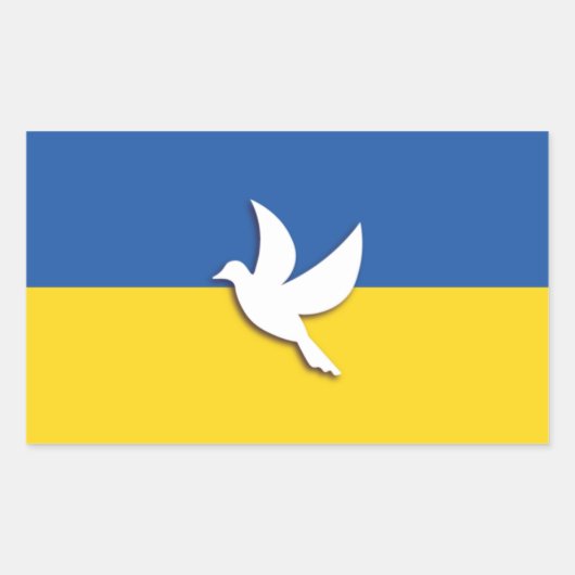 STICKER RECTANGULAIRE DRAPEAU BLEU JAUNE EN BICOULEUR D'UKRAINE PAIX DOV (Devant)