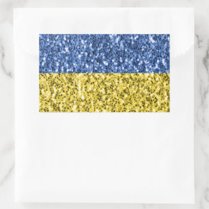 Sticker Rectangulaire Drapeau bleu jaune Ukraine parties scintillant fau