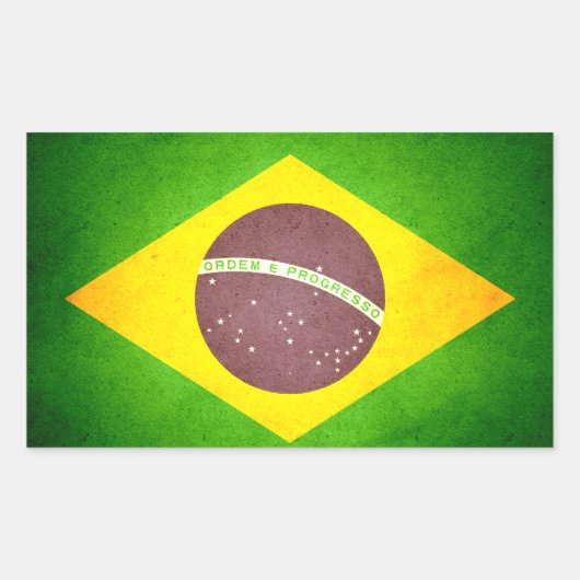 Sticker Rectangulaire Drapeau Brésil baisé par Sun (Devant)