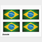 Sticker Rectangulaire Drapeau Brésil Grunge (Feuille)