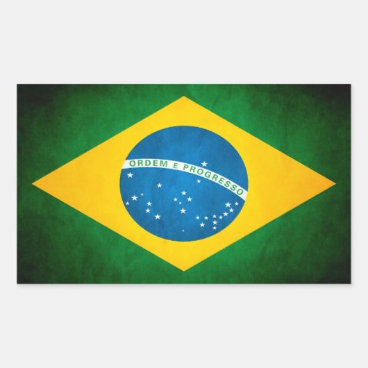 Sticker Rectangulaire Drapeau Brésil Grunge (Devant)
