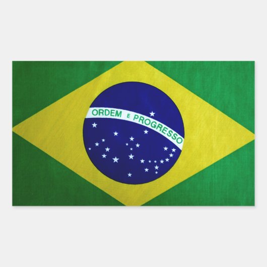 Sticker Rectangulaire Drapeau brésilien Vintage (Devant)
