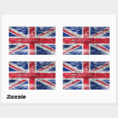 Sticker Rectangulaire Drapeau britannique battu et porté (Feuille)
