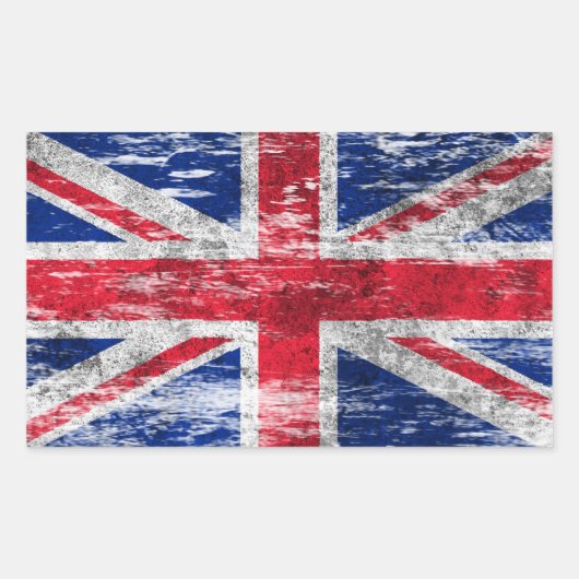 Sticker Rectangulaire Drapeau britannique battu et porté (Devant)