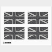 Sticker Rectangulaire Drapeau britannique Black & Grey Carbon Fibre Unio (Feuille)