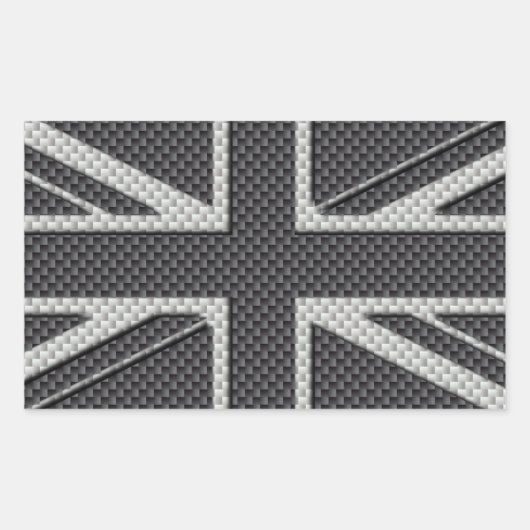 Sticker Rectangulaire Drapeau britannique Black & Grey Carbon Fibre Unio (Devant)