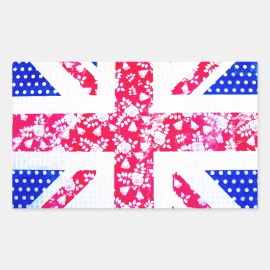 Sticker Rectangulaire Drapeau britannique mignon (Devant)
