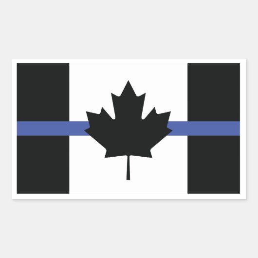 Sticker Rectangulaire Drapeau canadien avec ligne bleue, Ligne bleue min (Devant)