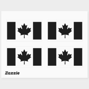 Sticker Rectangulaire Drapeau canadien en art noir