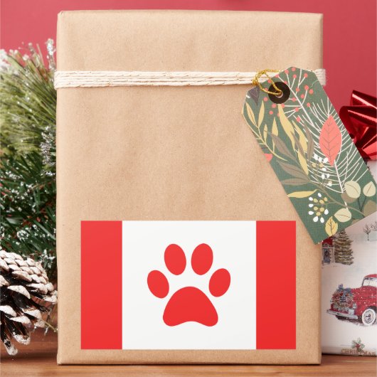 Sticker Rectangulaire Drapeau canadien Funny Paw (vacances)